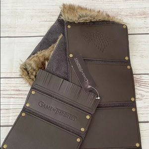 Game of Thrones House Stark Scarf HBO CultureFly Exclusive Faux Fur Leather NWT